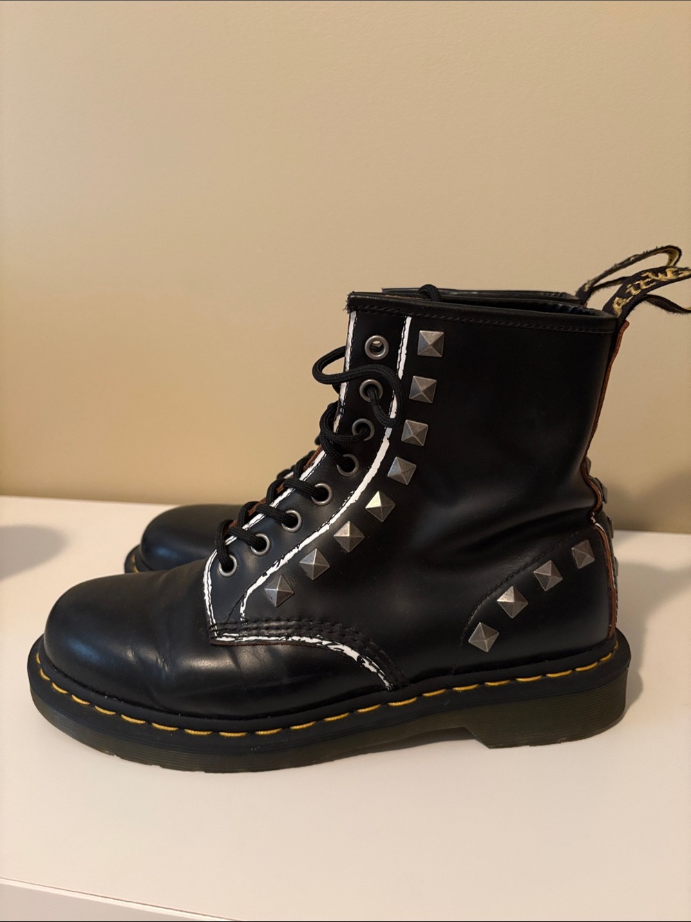 Black Studded Combat Boots - Women's Lace-Up Fashion Boots